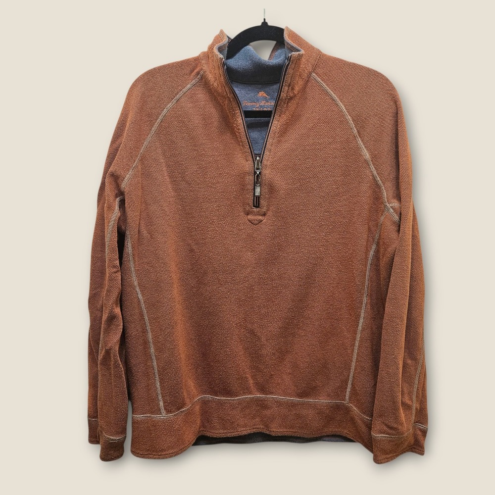 Tommy Bahama Jeans Reversible Pullover Quarter Zip‎ Sweatshirt Blue Copper - Picture 3 of 9